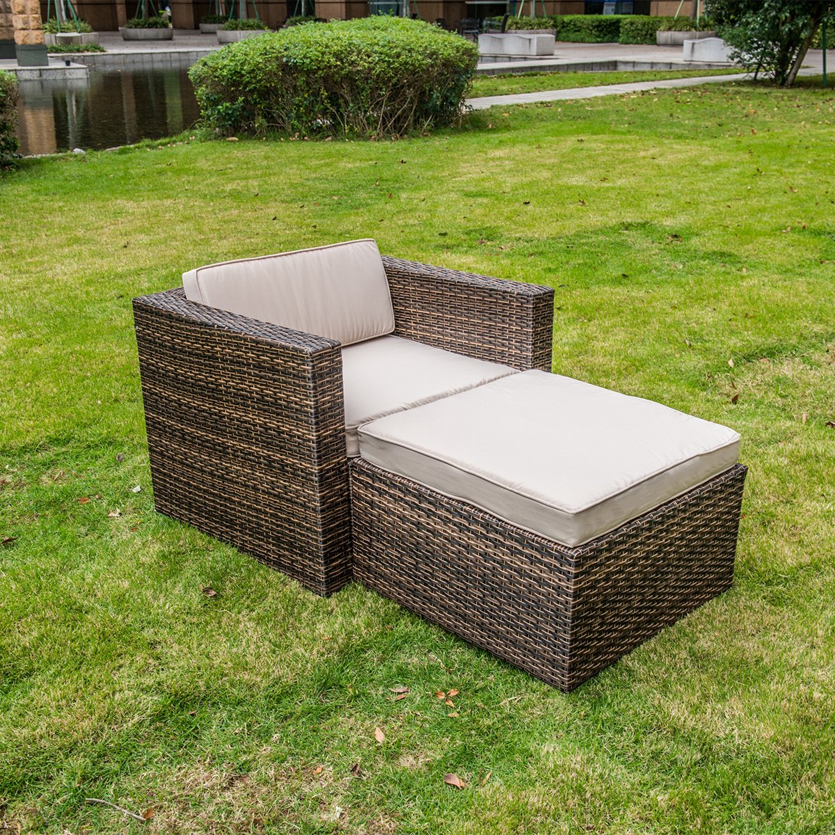 Magic Union Outdoor Patio Pe Rattan Wicker Cushion Patio Furniture 13 Pieces Sofa Set Patio Lawn Garden Sofas