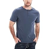 Men Short Sleeve Henley T Shirt Casual Fit with Button Shirt