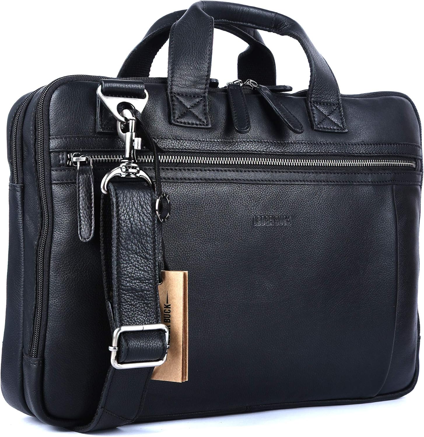 LEDERBUCK Men’s Genuine Leather 15.6 inch Laptop Messenger Bag Padded