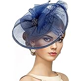 Zinniday Feather Tea Party Fascinator - 2026 Derby Hat with Hairpin, 1920s 50s Hats for Women, 11.81 “x9.84”