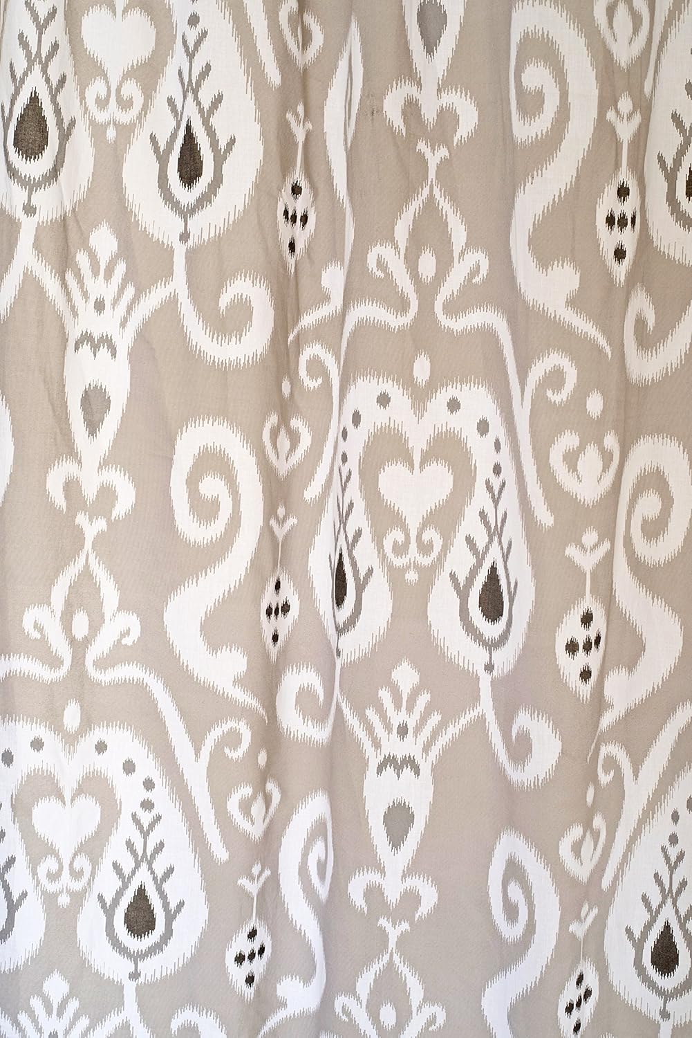 Buy Grey Ikat Curtain Panel Cotton Voile Printed Curtain Sheer