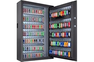 HOLOJOY Key Cabinet with Digital Lock - Heavy Duty Secured Storage, 144 Position Lock Box with Key Tags Wall Mounted Metal Steel Key Safe - Ideal for Home Hotels Schools & Businesses