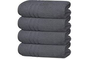 Tens Towels Pack of 4 Soft Bath Towels, 100% Cotton, 27 x 54 Inches, Lightweight & Quick-Dry, Ideal for Daily Bathroom Use, Practical & Comfortable, Dark Grey