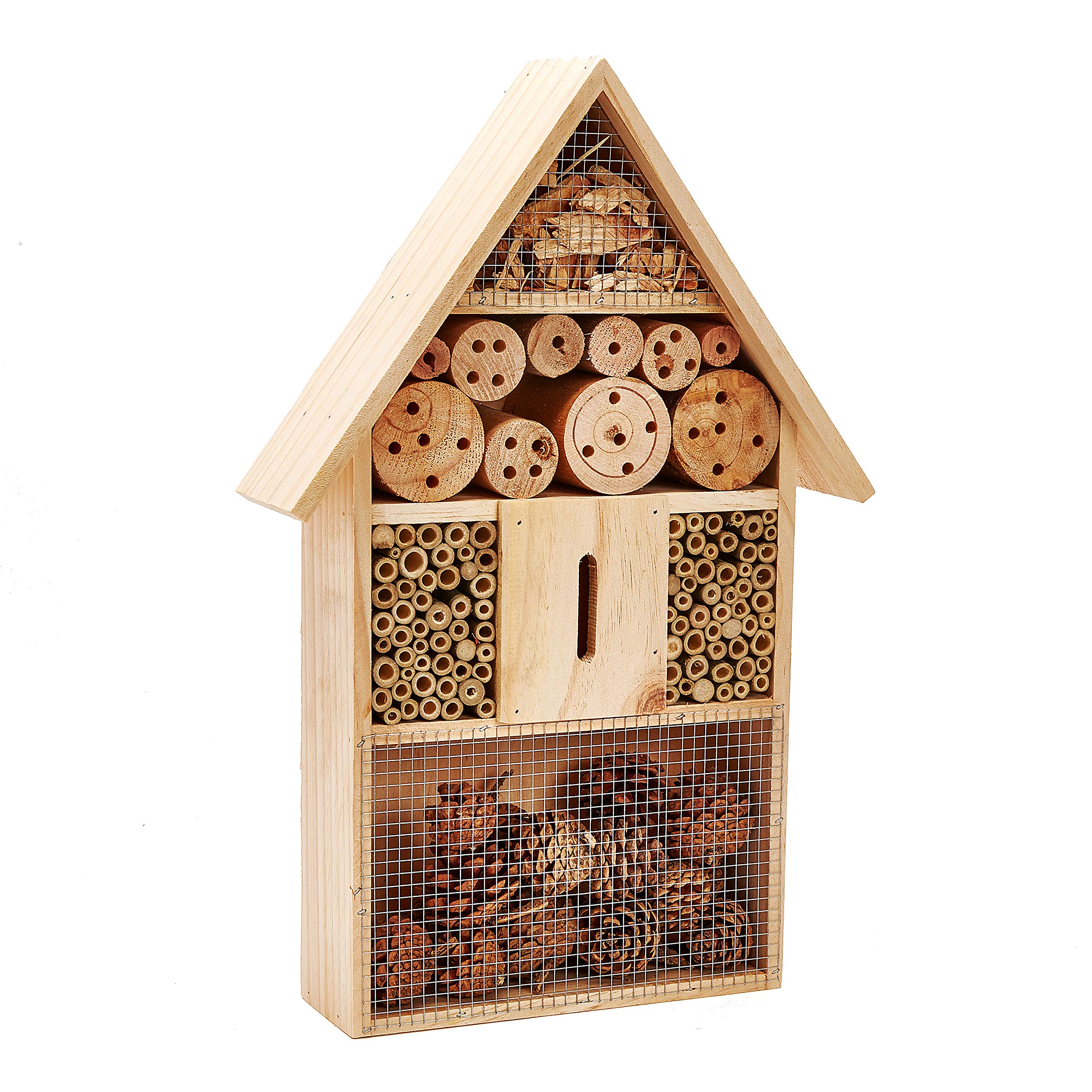 Wooden Insect Hotel Bee Butterfly Ladybird Box Aid Large Wood House 48CM