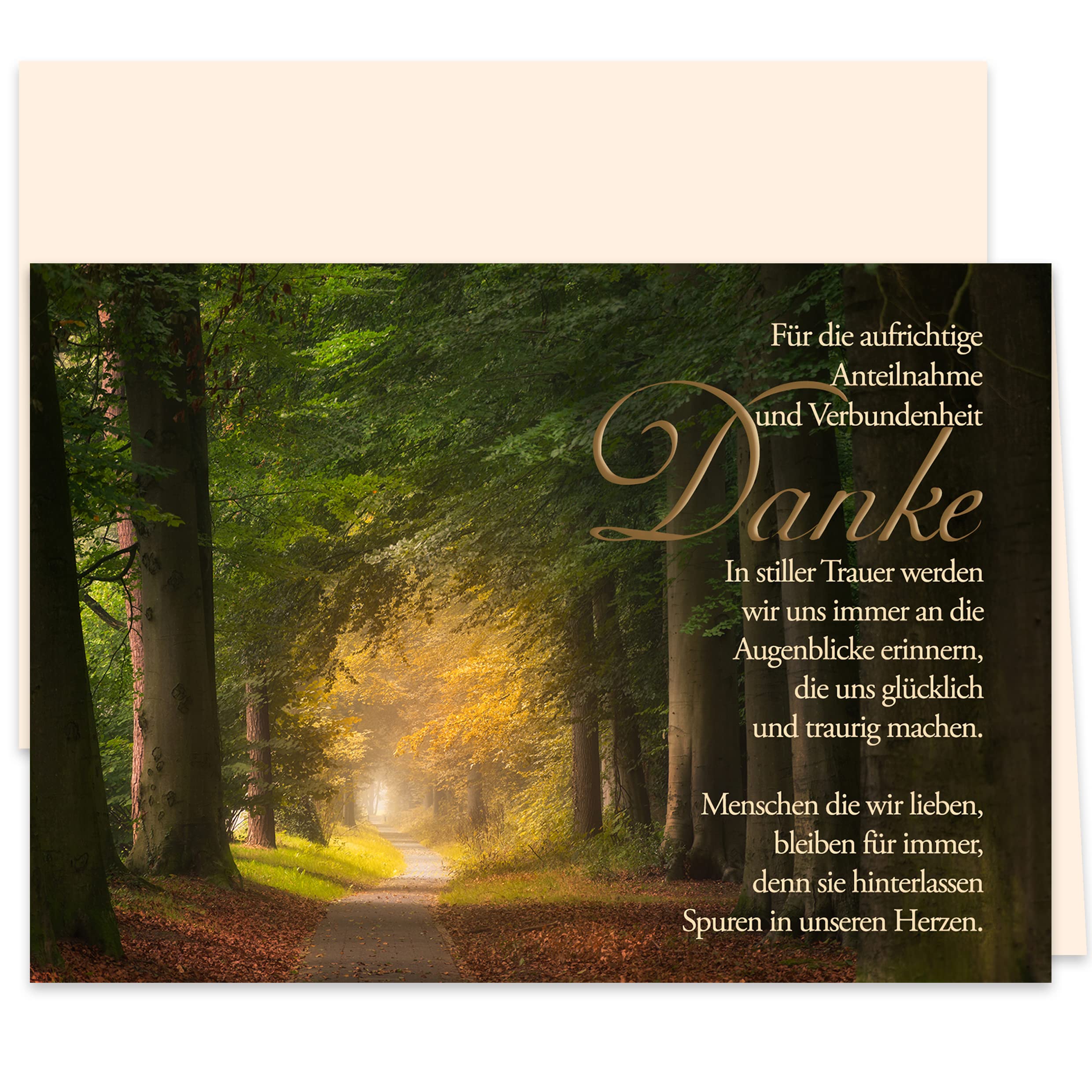 Klasse 10 Thank You Cards Mourning with Text and Envelope Thank You Card Folding Cards Sympathy Cards Condolence Cards Thank You Sympathy Separation Condolence Card Stylish Forest Motif with Text