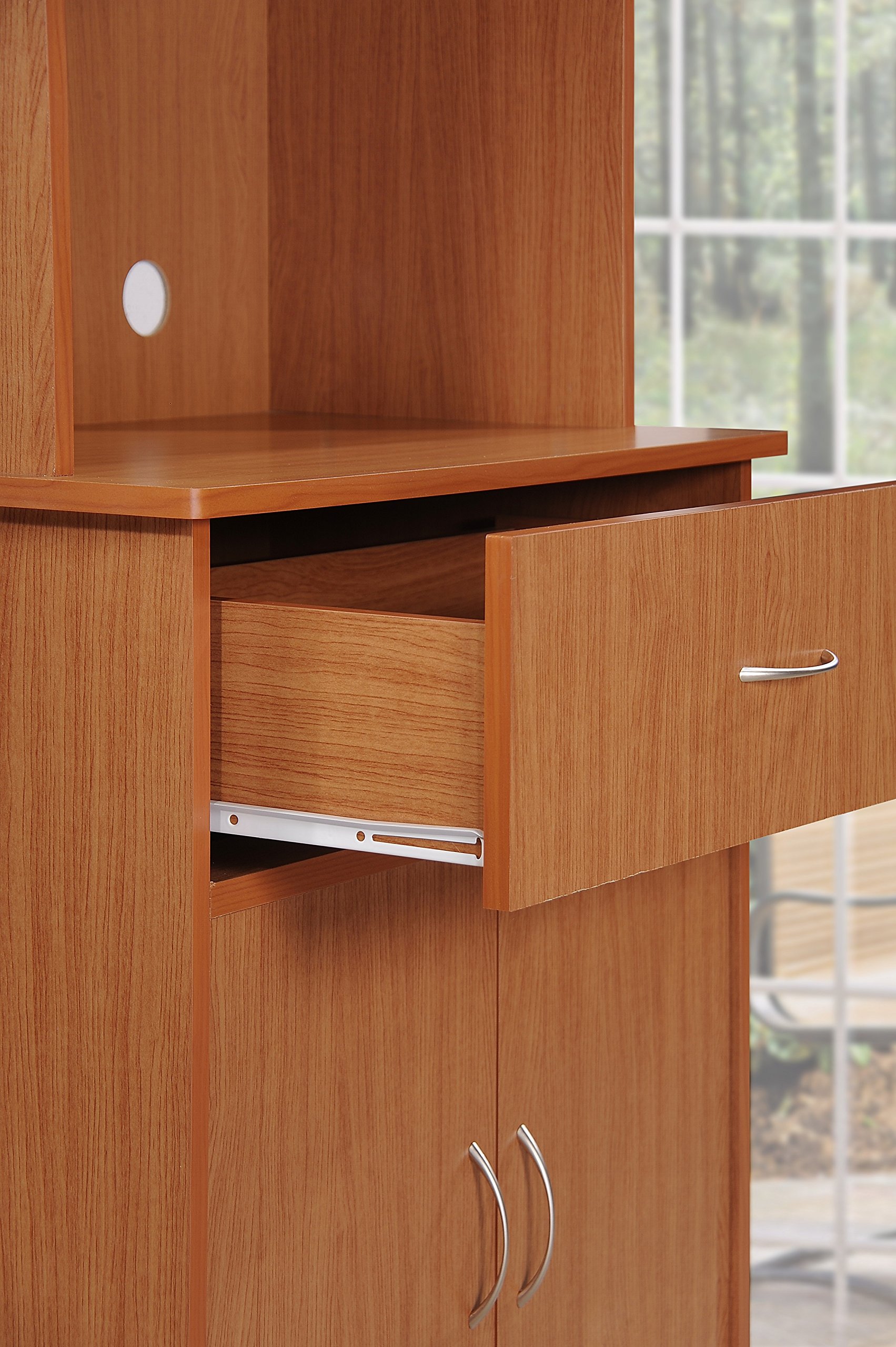 Hodedah Long Standing Kitchen with Top & Bottom Enclosed Space, One Drawer