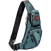NICGID Sling Bag Chest Shoulder Backpack Crossbody Bags Casual Daypack for Men Women (Dark green-2620N)
