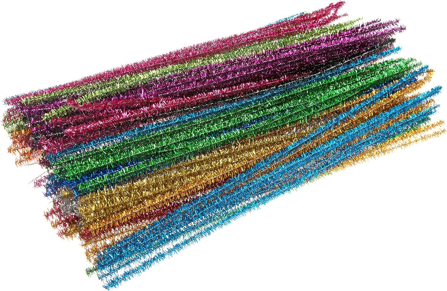 Edukit Tinsel Pipe Cleaners; 120 per Pack; 10 Assorted Glittery Colours