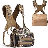 Smasrob Binocular Harness Chest Pack with Rangefinder Pouch, Magnetic Closure and Rain Cover, Bino Harness for Hunting, Hiking and Birdwatching, Camouflage