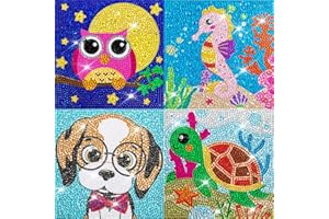 QEUOYSS 5D Diamond Art Kits for Kids Beginners Easy Kits Arts and Crafts for Kids Ages 8-12 Diamond Art Craft Set for Home Wall Decor (4 Pack B)