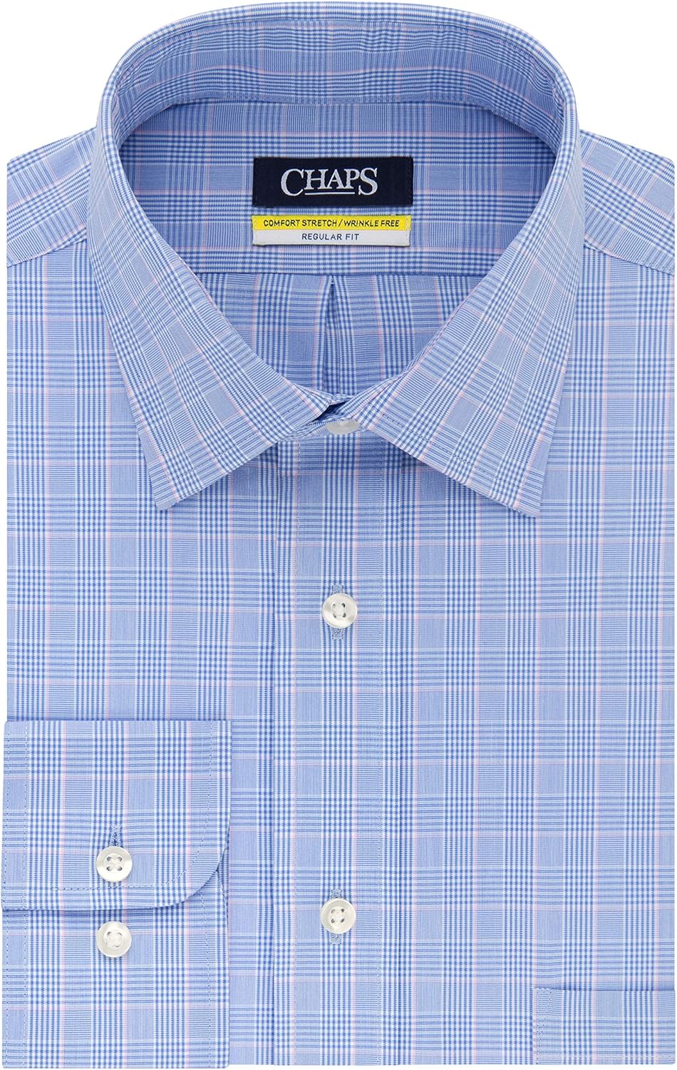 Chaps Men's Dress Shirt Regular Fit Stretch Collar Plaid at Amazon Men