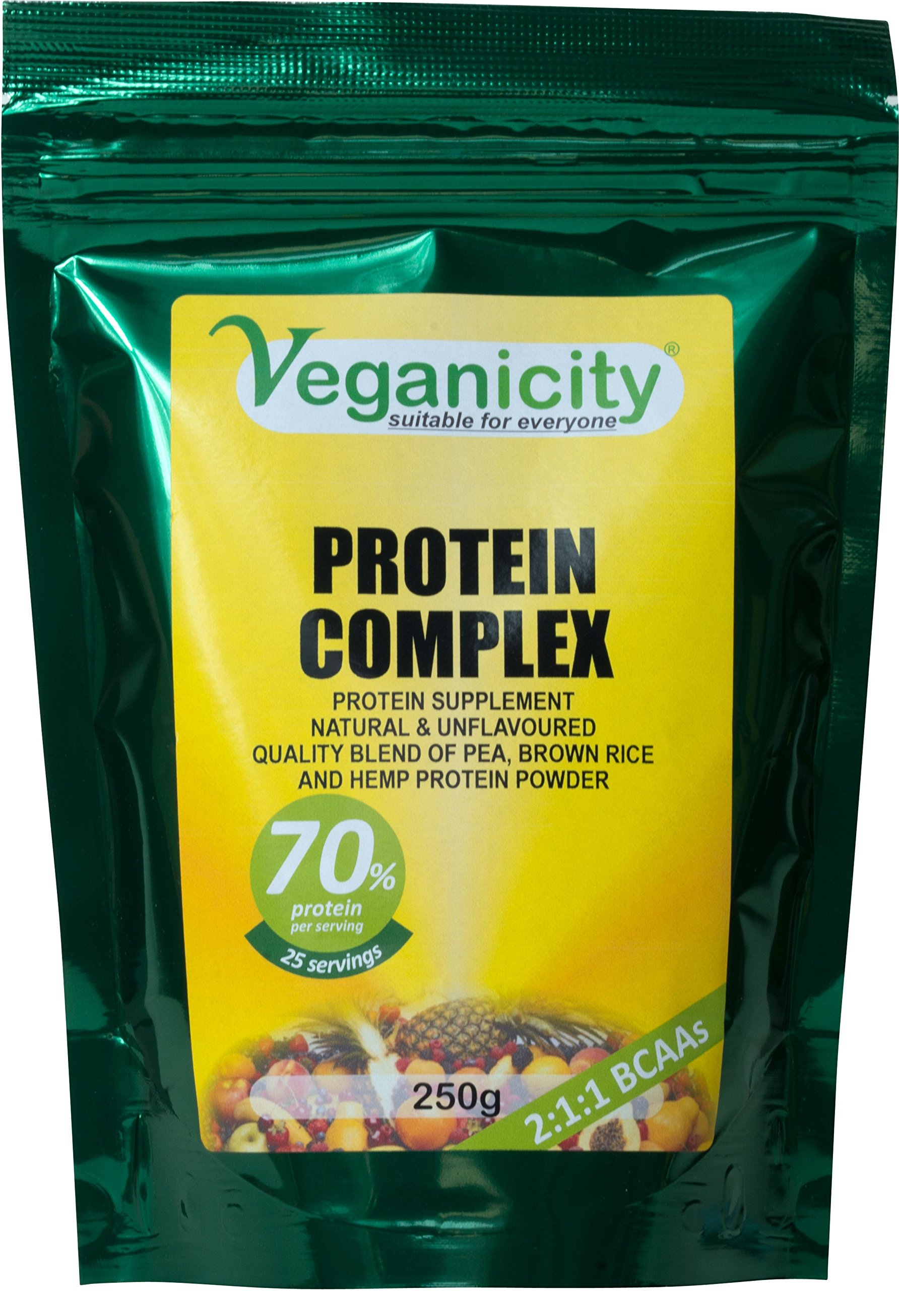 Veganicity Protein Complex Powder : Natural and Unflavoured 70% Vegan Protein Combination : 250g, in a Recyclable Pouch
