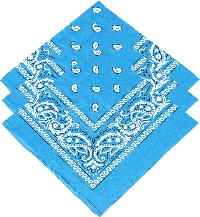 3 Unisex Aqua Blue Paisley Bandanas Amazon.co.uk Clothing