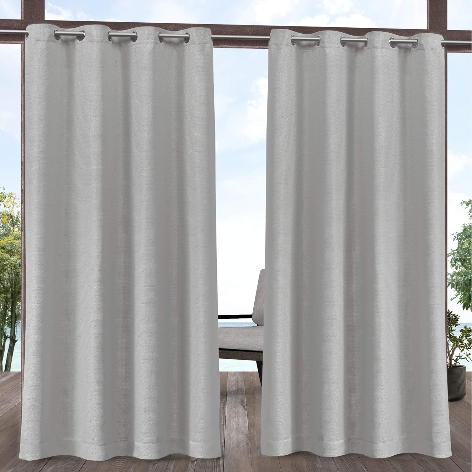Exclusive Home Curtains Aztec Indoor Outdoor Grommet Top Curtain Panel Pair, 54x84, Azure