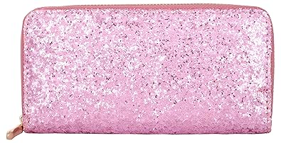 KRIO DESIGNS Womens PU Wallet Purse Clutch Shiny Shimmer Party Style (Pink)