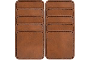 SmallCat 10 PCS Square Leather Patches for Hats, Iron on Blank Patches, Artificial Leather Patches for Laser Engraving, Repair Patches for DIY Sewing Crafts for Hats, Jackets, Jeans - Khaki