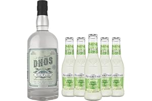 CHROMACAST Dhos Handcrafted Non-Alcoholic Gin w 5 Pack Fever Tree Sparkling Lime & Yuzu - Keto-Friendly, Zero Sugar, Zero Calories, Zero Proof - 750 ML - Perfect for Mocktails - Made in USA