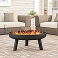 Fire Pit - 27.5-Inch Outdoor Wood Burning Firepit with Handles and Cover - Outdoor Fire Pits for Backyard, Deck, or Patio by Pure Garden (Black)
