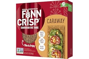 Finn Crisps Rye Crispbread with Caraway 7oz | Thin, Crispy Rye Flatbreads with Caraway | Authentic Finnish Sourdough Crispbread | Caraway Rye Crackers by Finn Crisp [7oz Box]