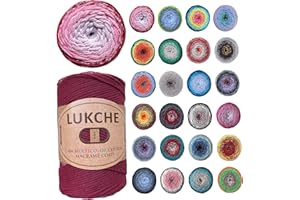 Lukche 2mm Multicolor Cotton Macrame Cord 246 Yards (225 Mt) Premium Cotton Rope, Rainbow Yarn Crochet Macrame Bag Craft for Wall Hangers, Bags, Bottom Plates, Carpets (8014, 1 Skein)