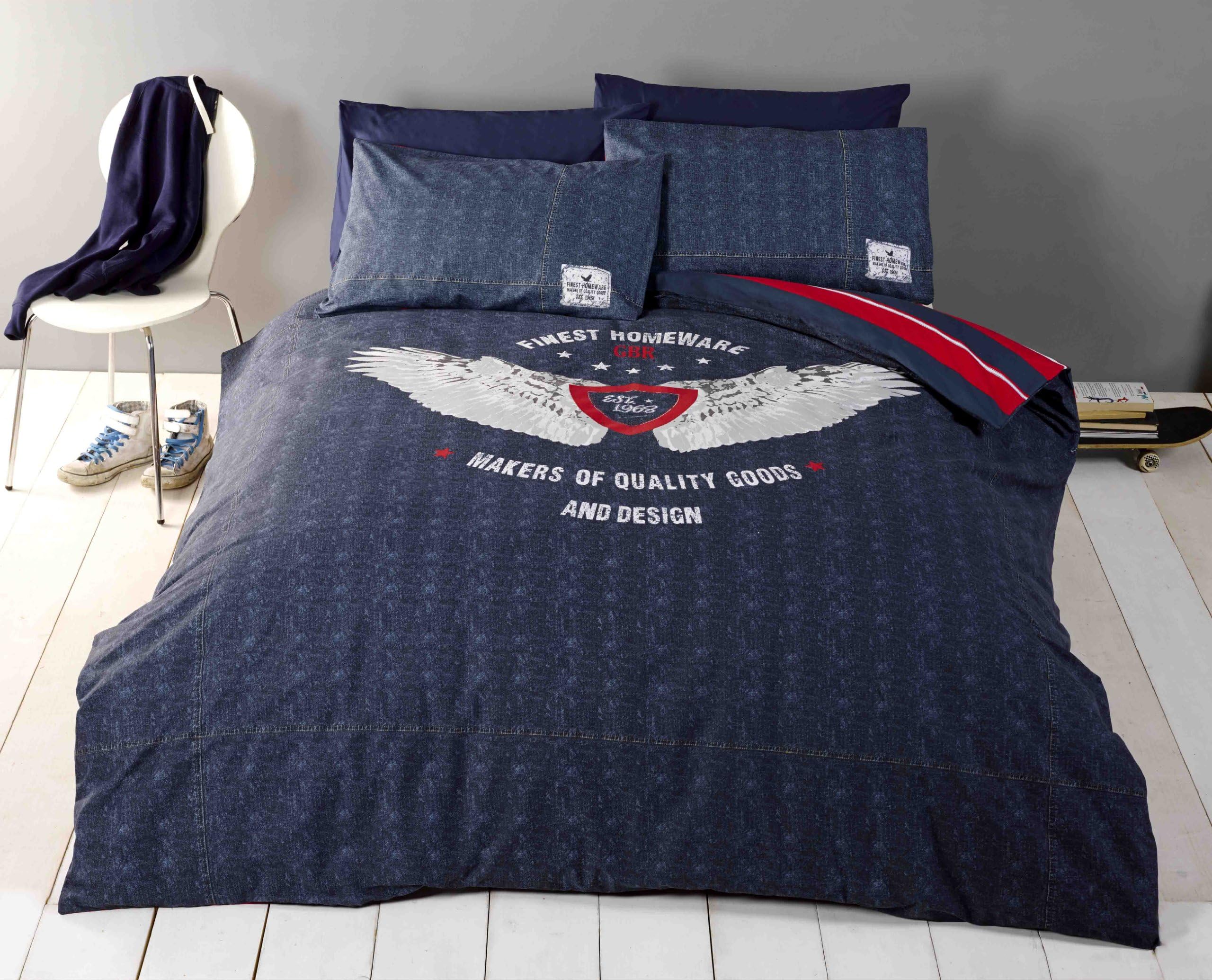 Rapport Home Harley Crest Denim Duvet Cover Set - Double