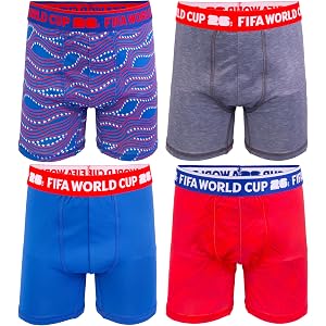 FIFA Boys' Amazon Exclusive World Cup 4-pack Athletic Boxer Briefs for Usa, Mexico & Argentina