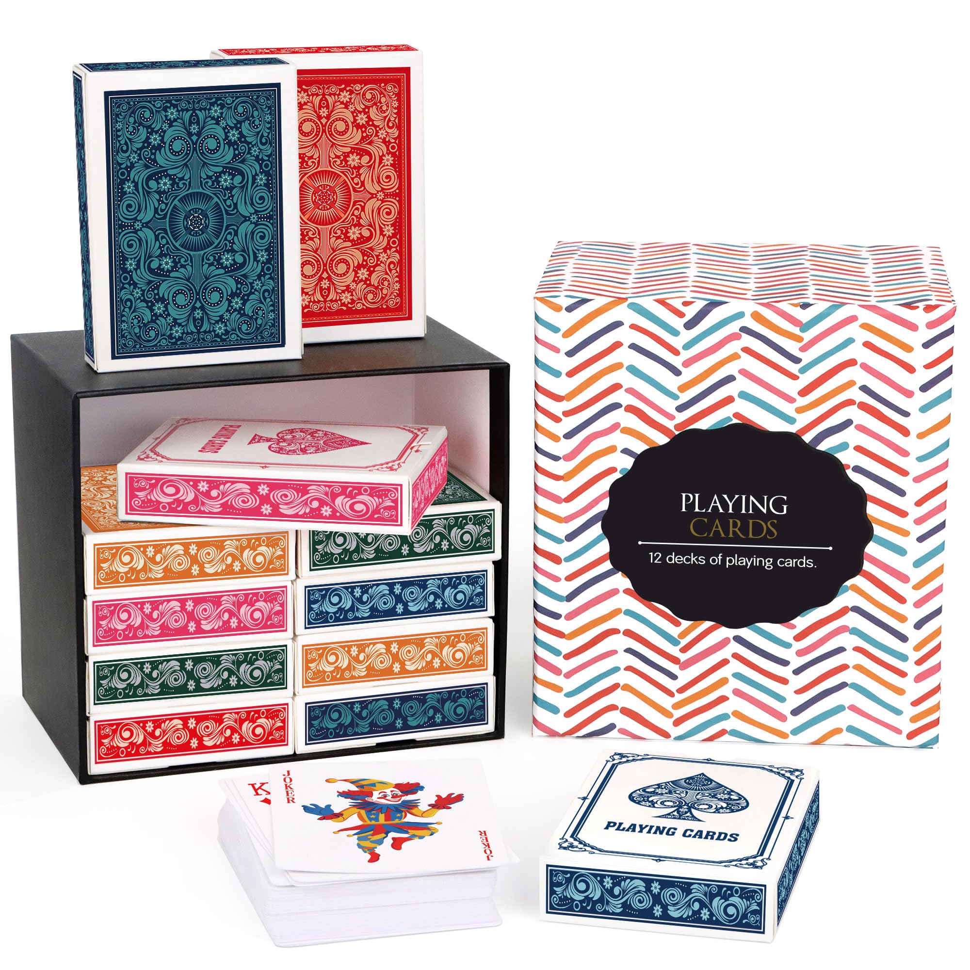 Playing Cards 24 Pack,Decks of Cards,Poker Card Set,Standard Playing Card with a Colorful Gift Box,Suitable Various Fun Card Games for Adults and Seniors,Holiday Presents