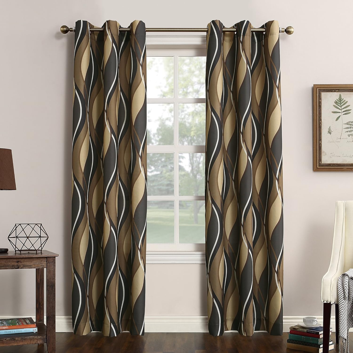 Brown Patterned Drapes