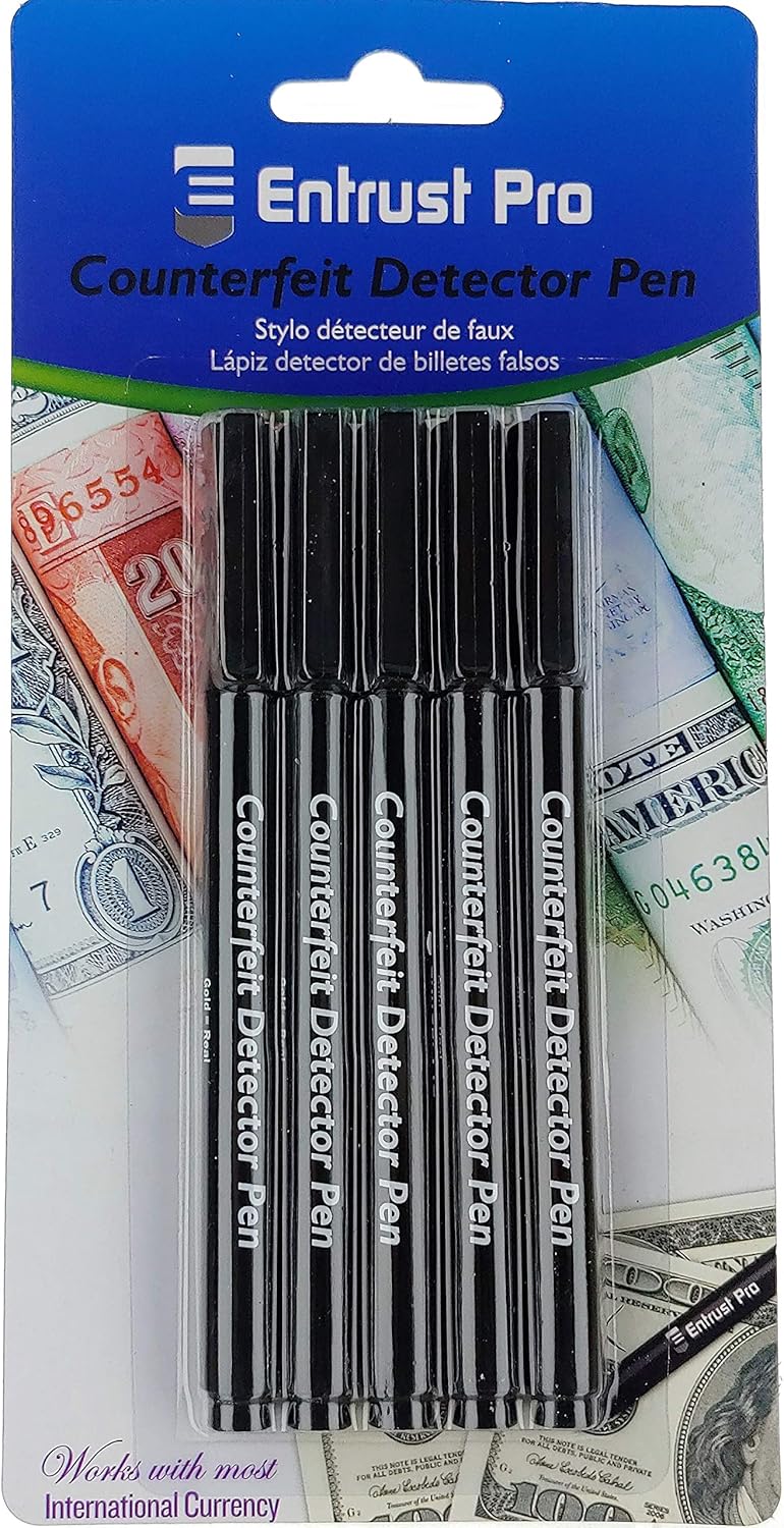 5-Pack Counterfeit Pens - Chisel Tip - Fake Money Detector Markers from Entrust Pro : Office Products