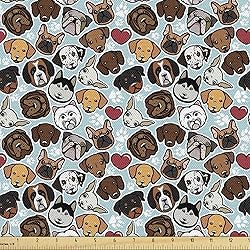 Ambesonne Dog Lover Fabric by The Yard Canine