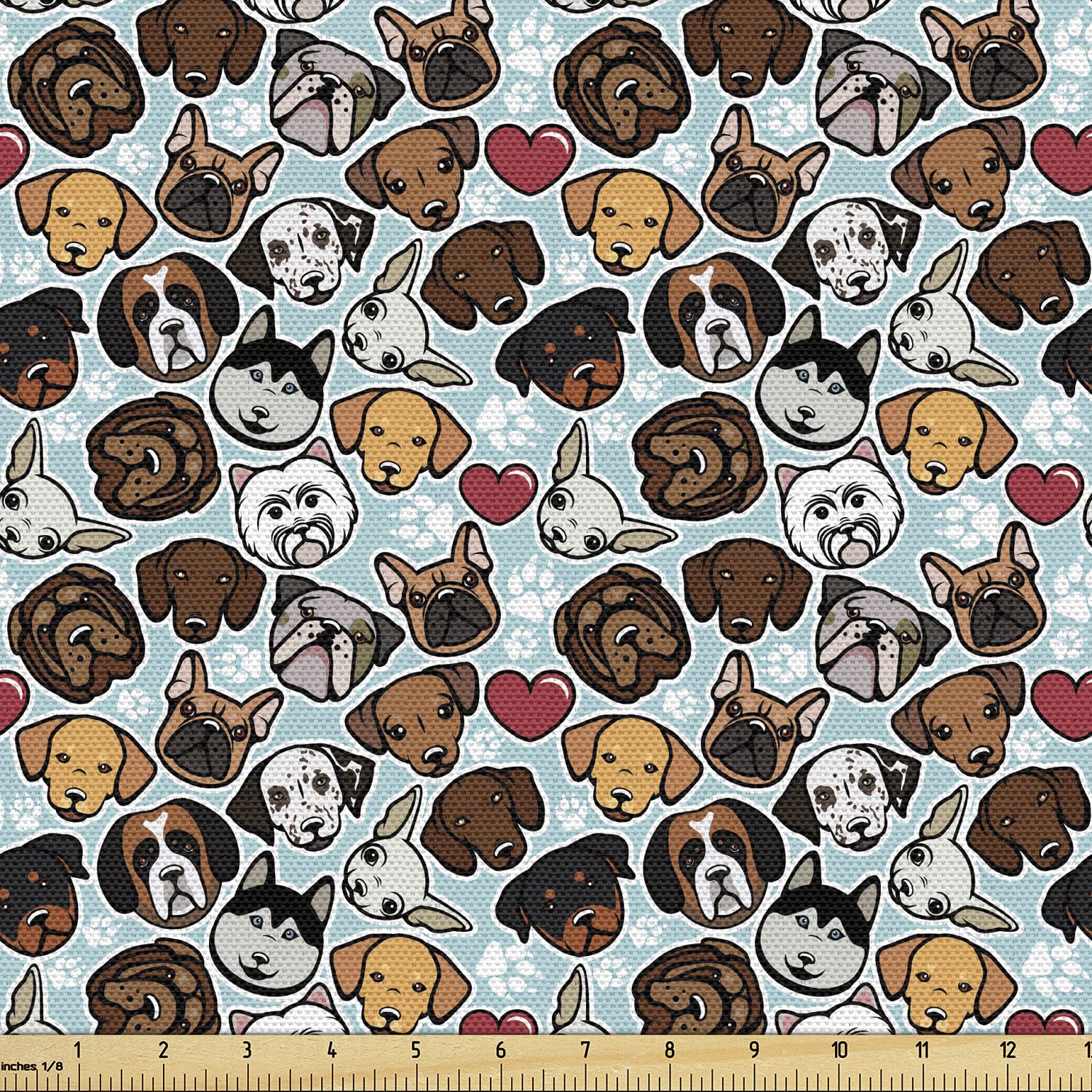 Ambesonne Dog Lover Fabric by The Yard Canine