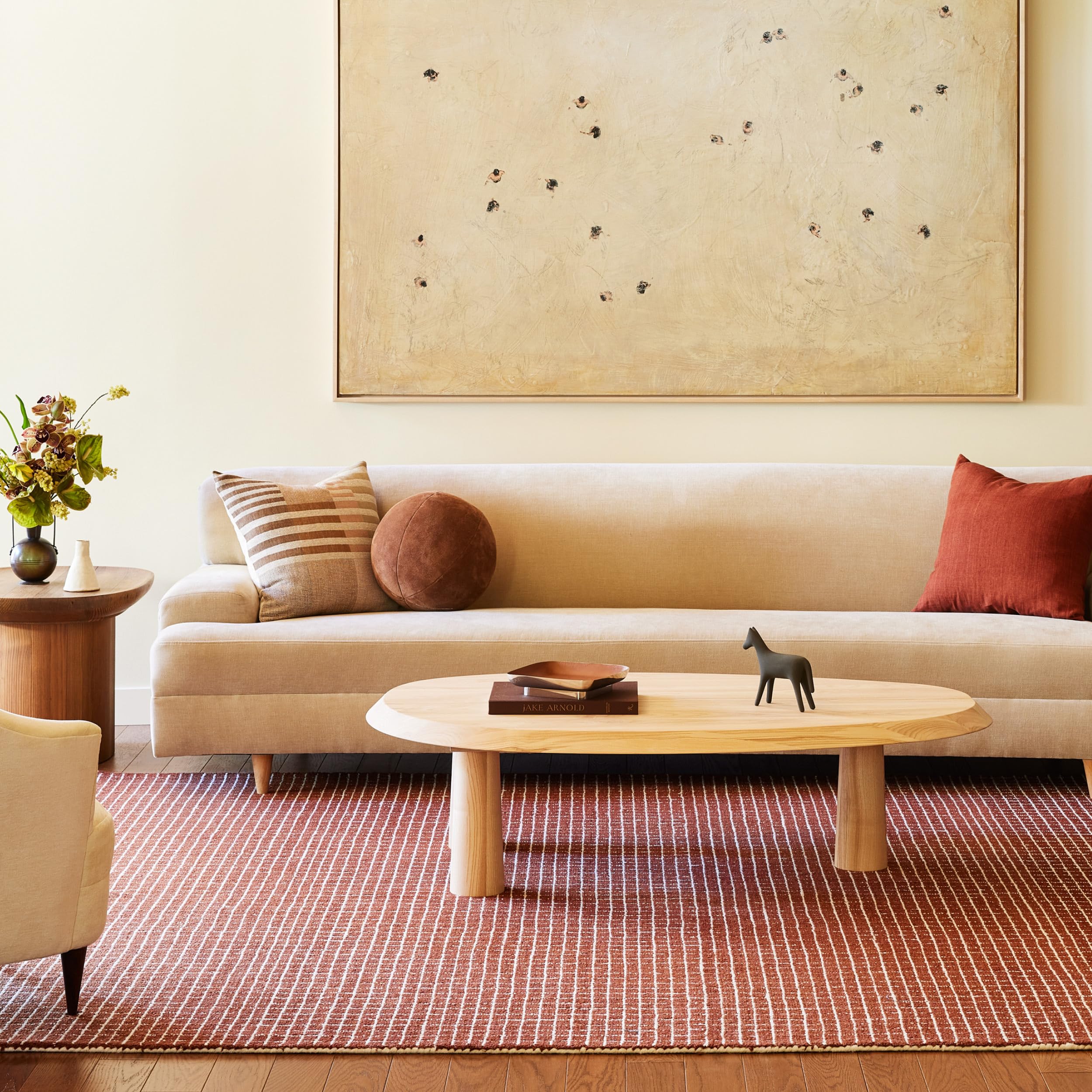 Photo 1 of Rugs USA Melrose Checked Wool Area Rug - 5x8 Area Rug Contemporary Chestnut/Ivory for Living Room Bedroom Dining Room Kitchen