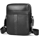 Leathario Men's Small Messenger Crossbody Shoulder Bag,Genuine Leather,RFID | Satchel Purse Fits 7.9 In Tablet, Multi Pocket, Adjustable Shoulder Strap, Daily Work Carry Business Office Casual Travel Use