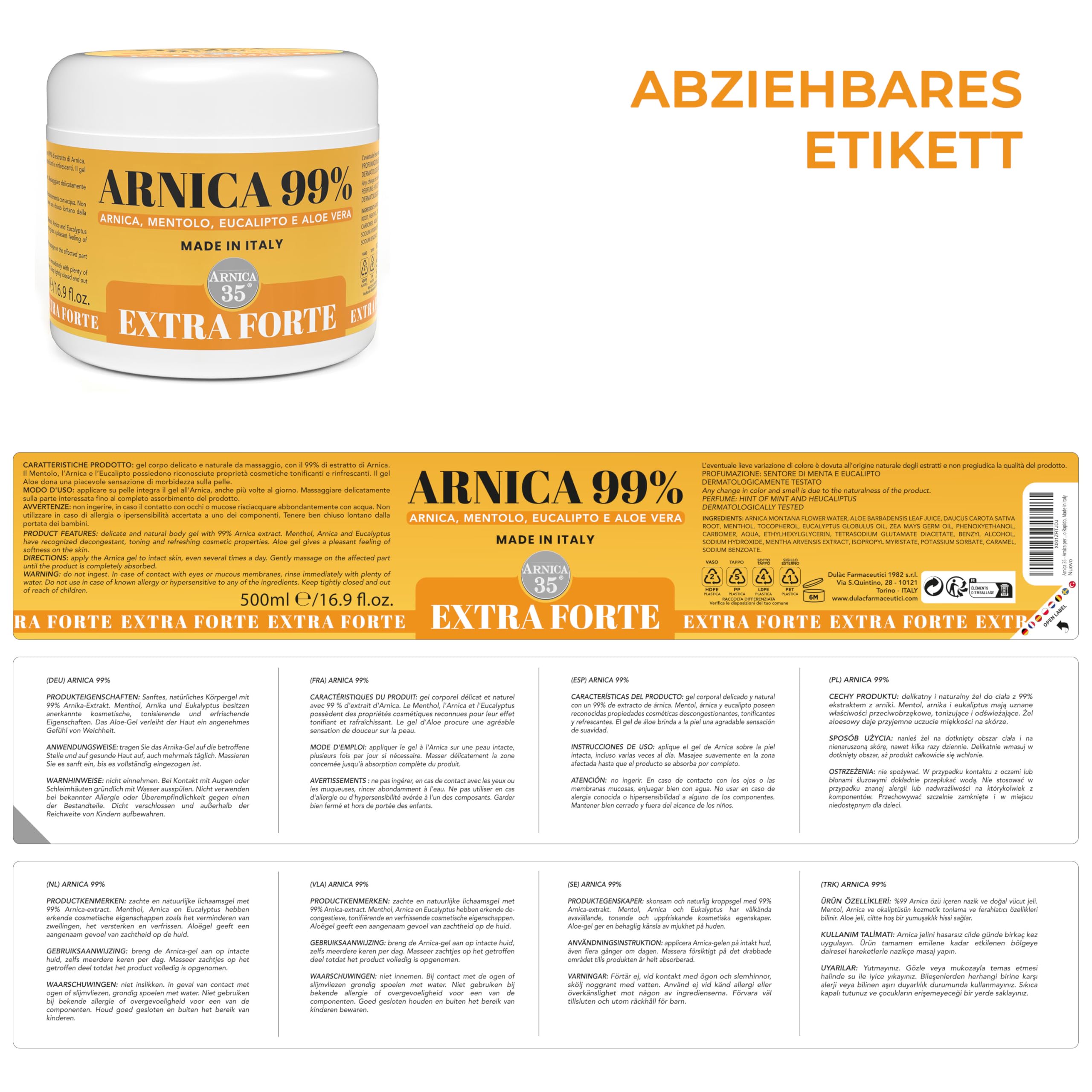 Arnica 35 - Arnika Gel 99% Extra Stark, Muskel und Gelenkmassagen, 500 ml 7