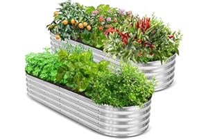 Utopia Home Galvanized Raised Garden Bed, 6 by 2 feet Lightweight Planter Boxes Outdoor with Easy Assembly, Large Garden Bed for Vegetables, Fruits, Flowers, Silver, Pack of 2