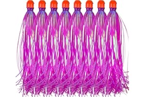 AGOOL Mylar Flash Teaser Tail Fishing Teasers Weighted Jig Heads Fishing Bait Bullet Sinker Head 0.35 Ounce with Mylar Flash Skirts Hair Lure 8pcs/Pack