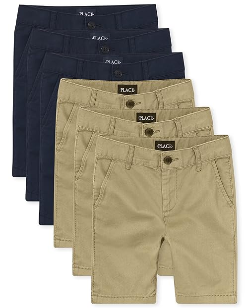The Children's PlaceThe Children's Place Boys Stretch Chino Shorts6 packFlax/New Navy5