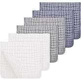 Looxii Muslin Burp Cloths 100% Cotton Muslin Cloths Large 20''x10'' Extra Soft and Absorbent 6 Pack Baby Burping Cloth for Bo
