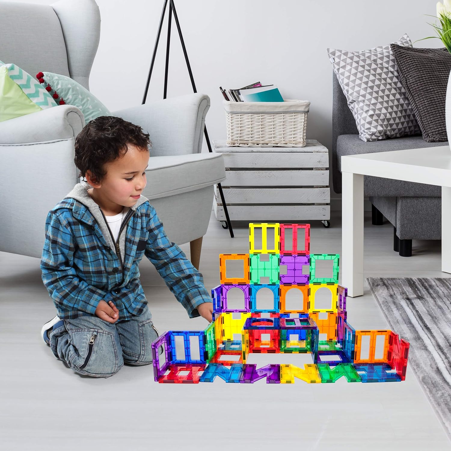 PicassoTiles PT42 Designer Artistry Kit 42pcs Set Magnet Building Tiles Clear Colour Magnetic 3D Building Block - Image 3
