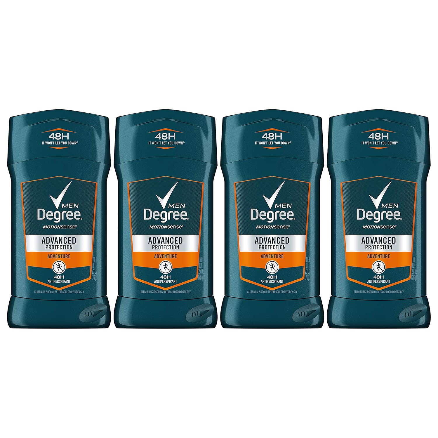 Degree Men 48-hour Antiperspirant Feel Fresh and Stay Dry Adventure with Deodorant to stop Odor and Wetness 2.7 oz -Pack of 4 : Degree Adrenaline : Beauty