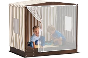 Qaba Kids Sandbox with Cover, Children Sandbox, Outdoor Wooden Sand Pit with Bench Seats and Bottom Liner, Kids Backyard Beac