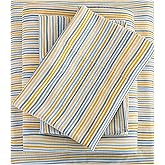 Mooreeke Striped Full Bed Sheets, Deep Pocket 4 Piece Full Sheet Set, Soft Microfiber Blue Yellow Pinstripe Bedding Sheets & Pillowcases