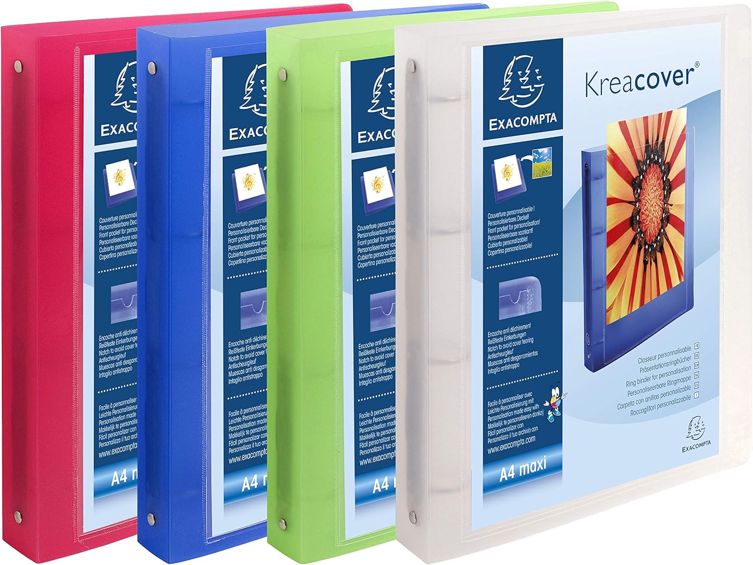 Kreacover Chromaline PP Rigid Cover Ring Binder, A4+, 40 mm