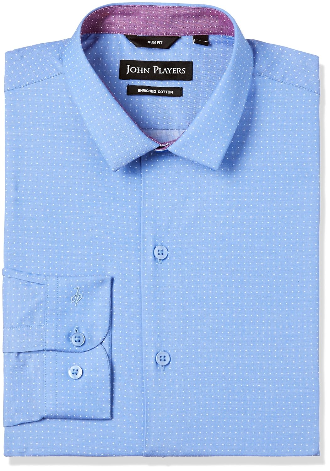 john players men's printed slim fit cotton formal shirt