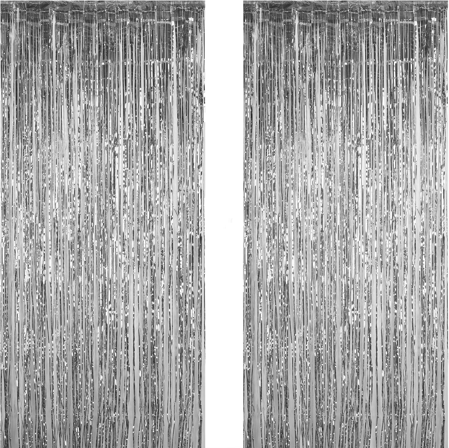 Silver Door Curtains for Photobooth Doorway Backdrop Foil Fringe