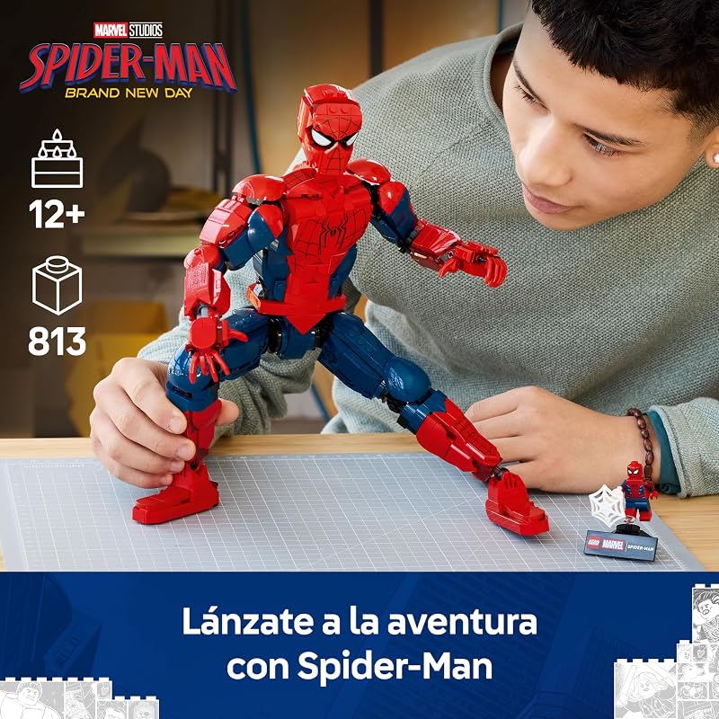 | Figura de Herói Marvel: Homem-Aranha - Brinquedo de Super-Herói com Figura de Ação e Minifigura de Coleção - Decoração de Sala Juvenil - Presente para Crianças 12+ Anos - 76346