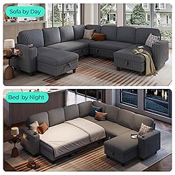 LINSY HOME Sectional Sleeper Sofa with Pull Out