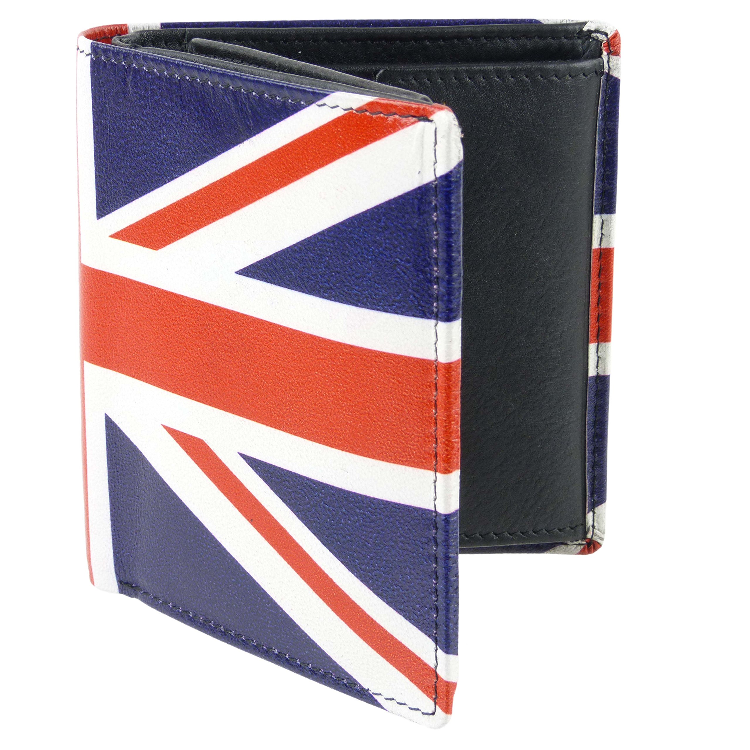 Golunski Leather Mens Union Jack RFID Wallet with Change Section Gift Box