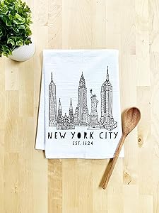 Funny Dish Towel, New York City, Flour Sack Kitchen Towel, Sweet Housewarming Gift, Farmhouse Kitchen Decor, White