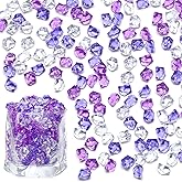 LAIDANLA 500PCS Mixed Purple Acrylic Gems Vase Fillers Fake Ice Cubes Plastic Diamonds Fake Crushed Rocks for Centerpiece DIY Party Table Scatter Prop Wedding Decoration Accessories
